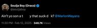 Soulja Boy attacking Marlon Wayans' son on X. (Image via X/@souljaboy)